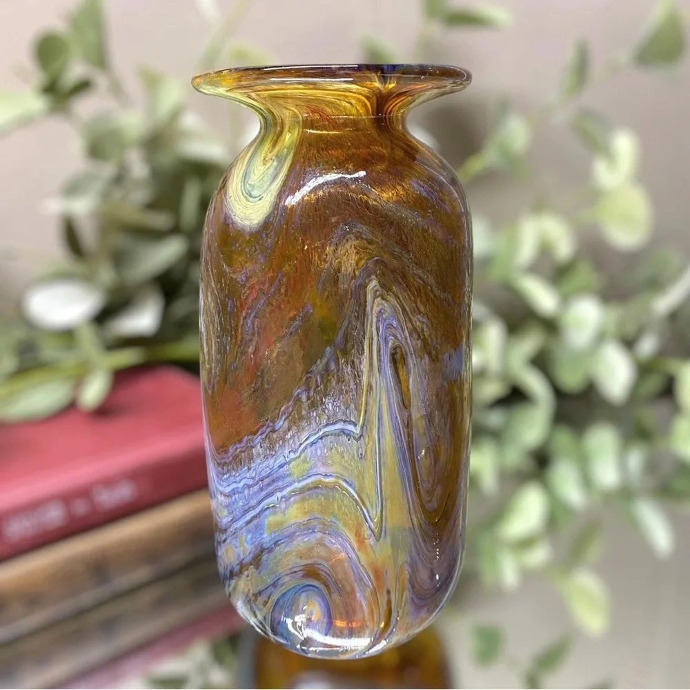 Vintage Drew Smith Art Glass Vase Signed 6 3/4” Tall Dated 2/75 GHG A-657
